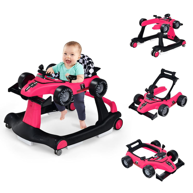 GOPLUS 4 in 1 Baby Lauflernhilfe, Lauflernwagen höhenverstellbar mit Licht & Musik, Baby Walker Auto