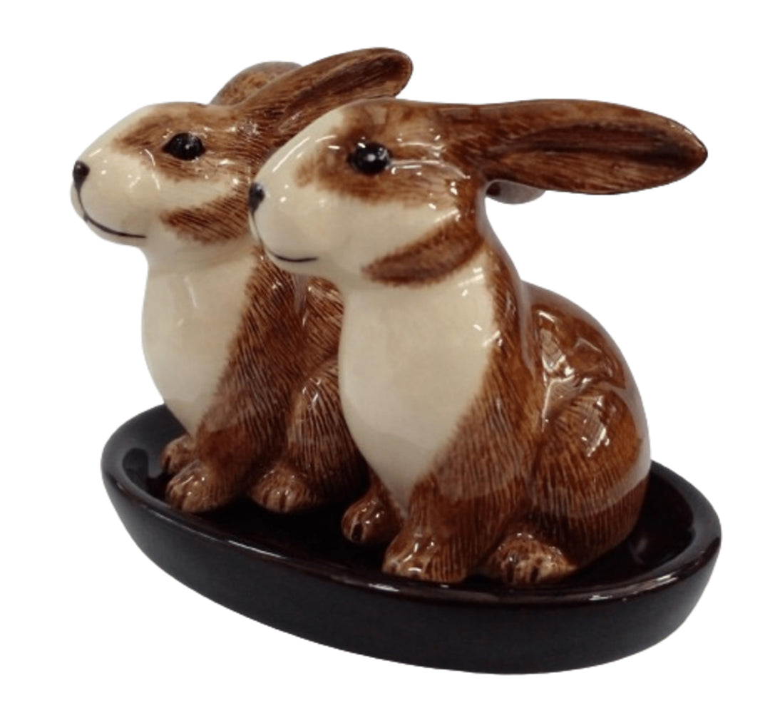 Keramik Salz- und Pfefferstreuer Set, Tiermotiv, Fauna, ca. 13 x 9 cm (Hasen), Hasen