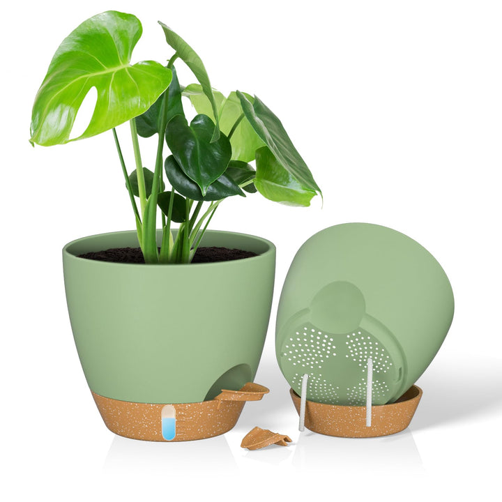 ZMTECH 25 cm Pflanztöpfe mit Bewässerungslippe Selbstbewässernde Pflanztöpfe mit Abflusslöchern und