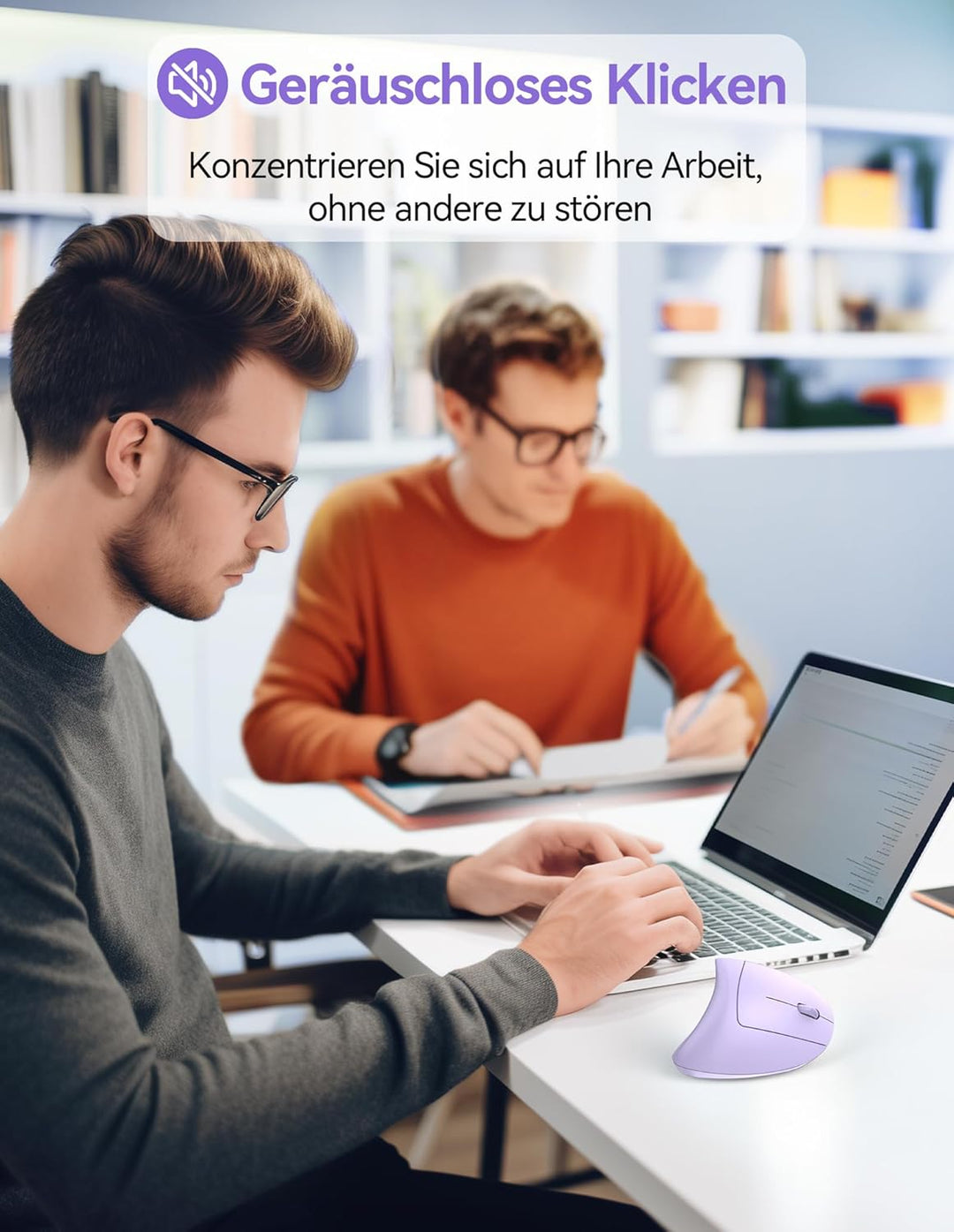 TECKNET Wiederaufladbar Ergonomische Maus Kabellos, 2.4G Optische Vertikale Maus Ergonomisch, 5 Eins