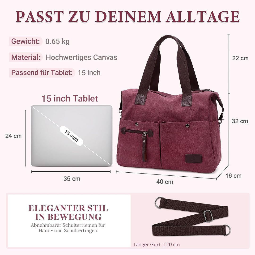 DIRRONA Mode Damen Canvas Handtasche Canvas Schultertasche Beiläufig Hobo Tasche Schule Einkaufen Tr