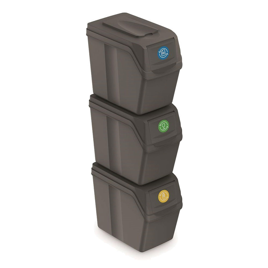 Prosperplast Sortibox Mülleimer Mülltrennsystem Abfalleimer Behälter 3x20L Grau Grau 3x20 Litros, Gr