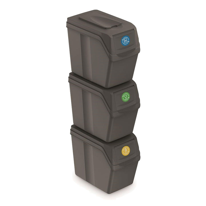 Prosperplast Sortibox Mülleimer Mülltrennsystem Abfalleimer Behälter 3x20L Grau Grau 3x20 Litros, Gr