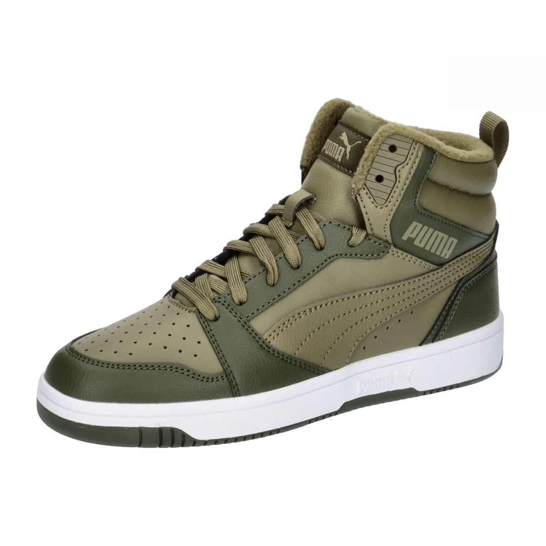 PUMA Unisex Kinder Rebound V6 Mid WTR Jr Sneaker 36 EU Alpine Snow Sand Dune Puma Weiss, 36 EU Alpin