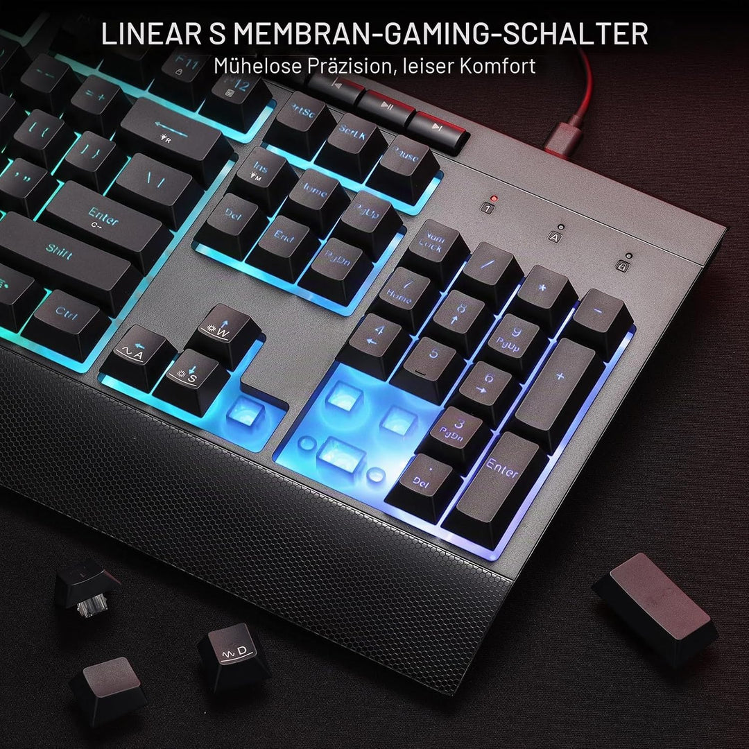 Redragon S151 Gaming-Tastatur- und Maus-Kombination, 104 Tasten K525 kabelgebundene RGB-Membrantasta