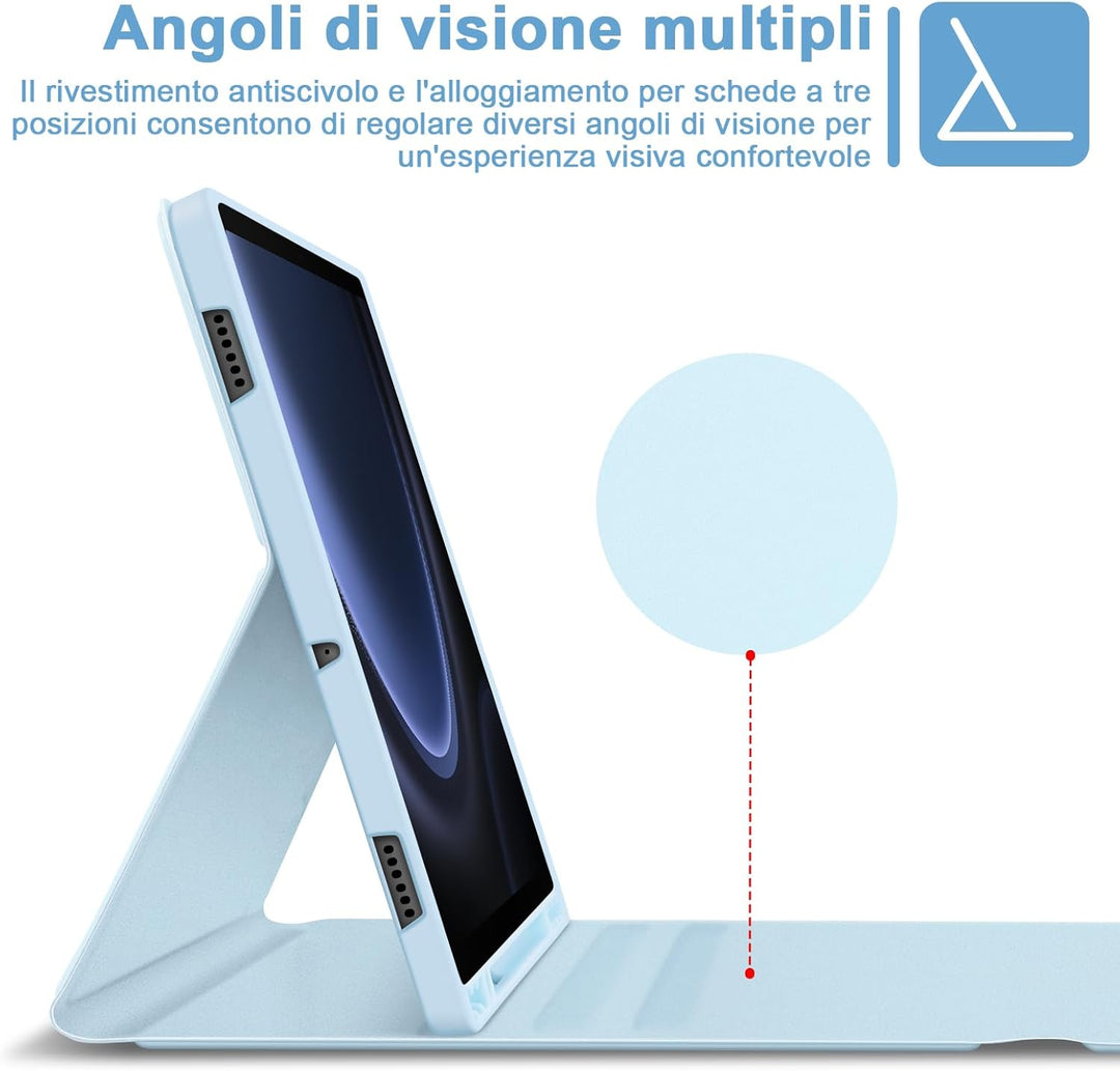 Bettdow für Samsung Galaxy Tab S9 FE+/S9+ 2023 Tastatur Hülle, Blau (Italienisch), Blau