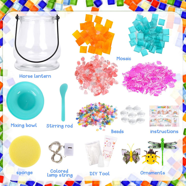 FORMIZON Mosaik Lampe Basteln, Mosaik Bastelset Kinder, Glasmosaik Kerzenhalter Kit für Heim Deko, D
