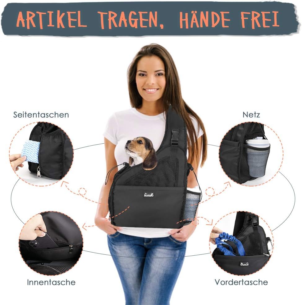 Eyein Hundefreundlich Tragetücher Hunde, Hände frei Reisetasche für kleine Haustiere mit verstellbar