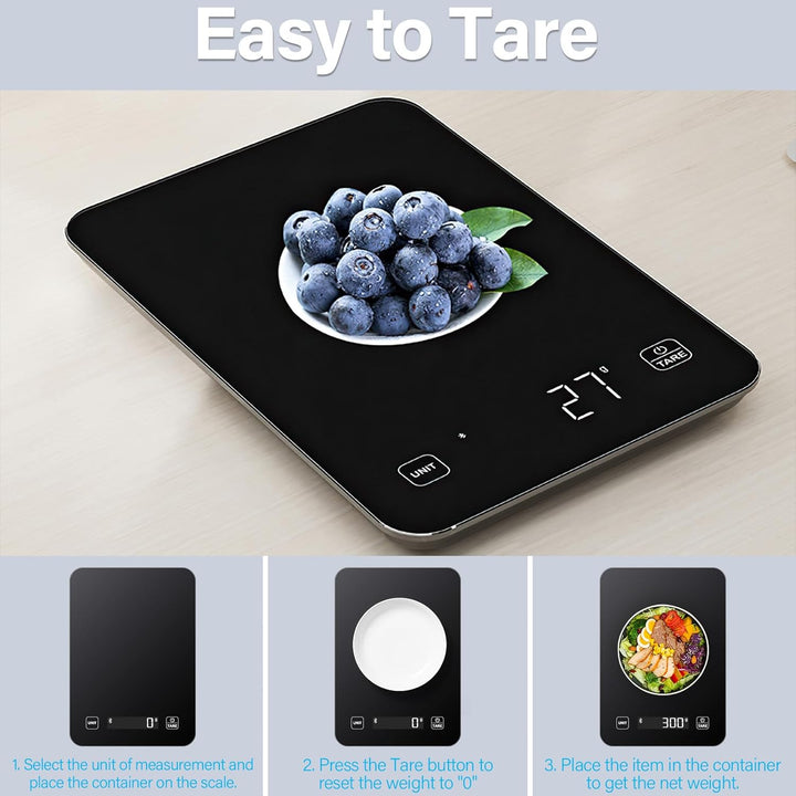 Küchenwaage Digital,Präzise digitale Waage für Ernährung mit LCD Display, mit App Smart Scale,für an