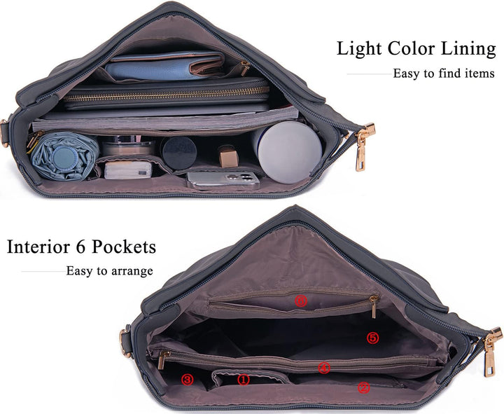 Idesort Grosse Umhängetasche, Damen-Handtaschen und Geldbörsen, Schulter- und Hobo-Taschen für Fraue