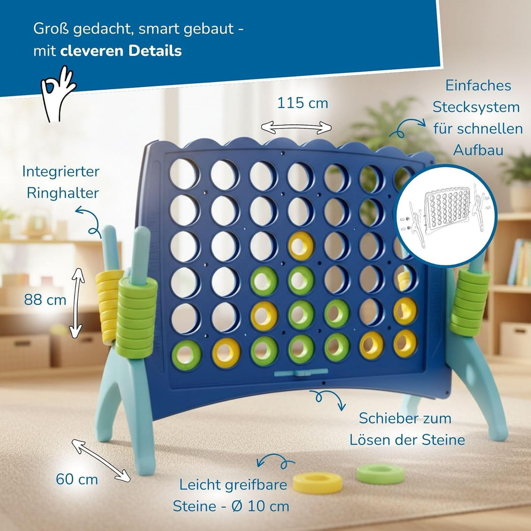 alldoro 60010 XXL 4 gewinnt, 115 x 60 x 88 cm, wetterfestes &amp; extra grosses Familienspiel mit 42 Ste