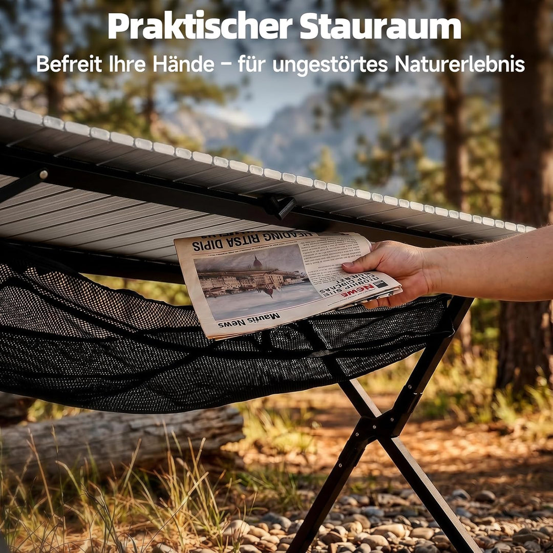 HAUSPROFI Campingtisch Klappbar 120x70x70cm Gross für 4-6 Personen, Klapptisch Aluminium 100 kg Bela