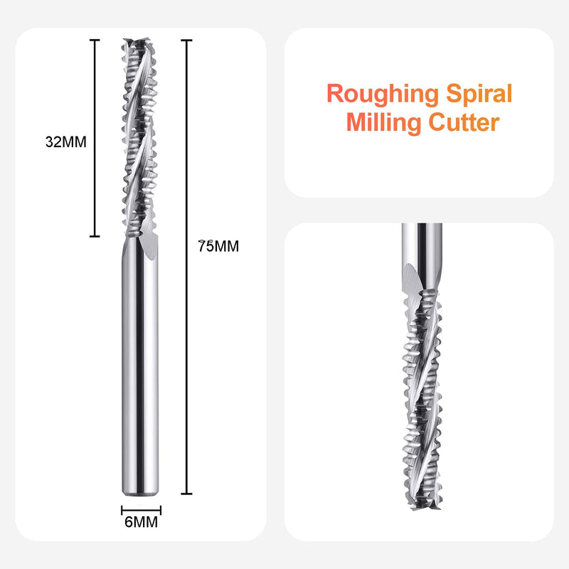 SpeTool Schruppfräser 6 mm Schaftdurchmesser Vollhartmetall Fräser 3 Flöten CNC-Maschinenfräser