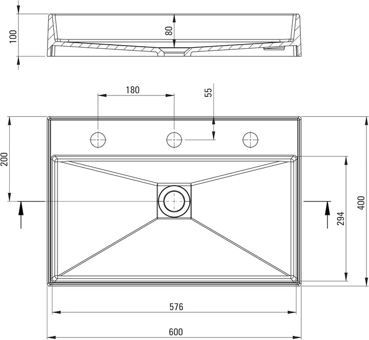 DEANTE CQR_SU6S CORREO Aufsatzwaschbecken, Grau