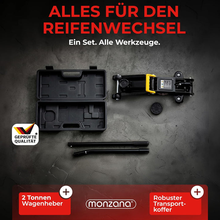 DEUBA® hydraulischer Wagenheber 2 Tonnen Hubhöhe 135-330mm inkl. Koffer inkl. Gummiauflage KFZ Auto
