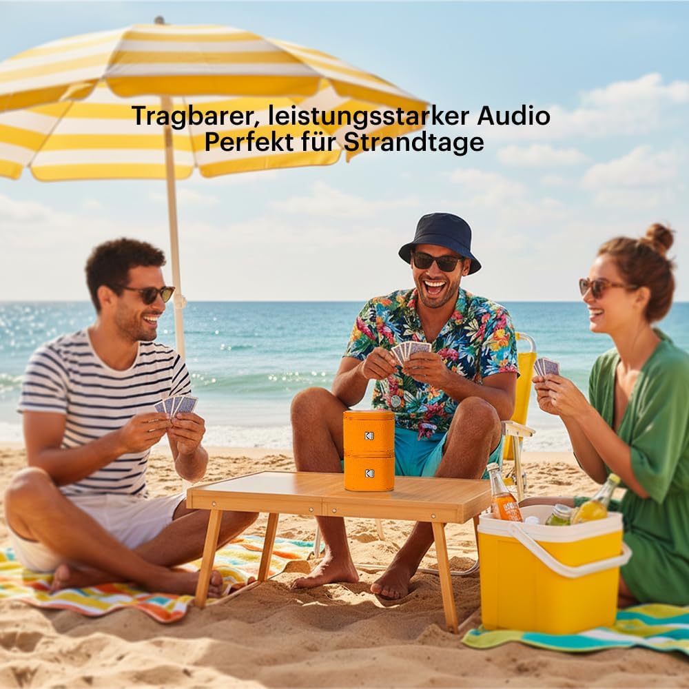 Kodak SOUNDBRIX 2er-Pack tragbare kabellose Lautsprecher – Verbindet bis zu 100 Lautsprecher – Magne