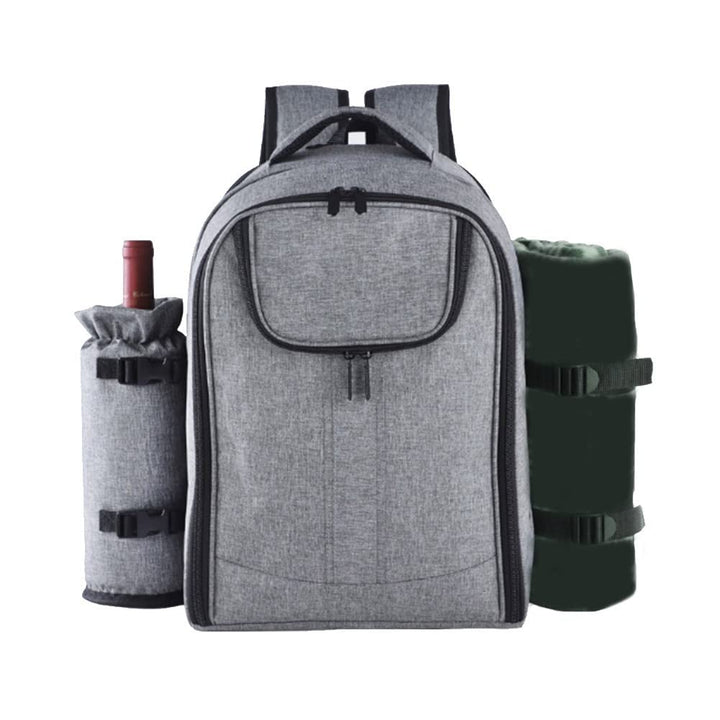 Picknick-Rucksack für 4, Picknick-Kühltasche mit isoliertem Fach, Besteckfach, tragbar für Reisen, P