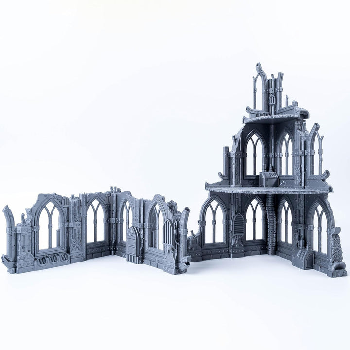 3D Vikings Serie Gothic Ruins – Set 1: Dreistöckiges ruiniertes Gebäude und angrenzender Überrest im