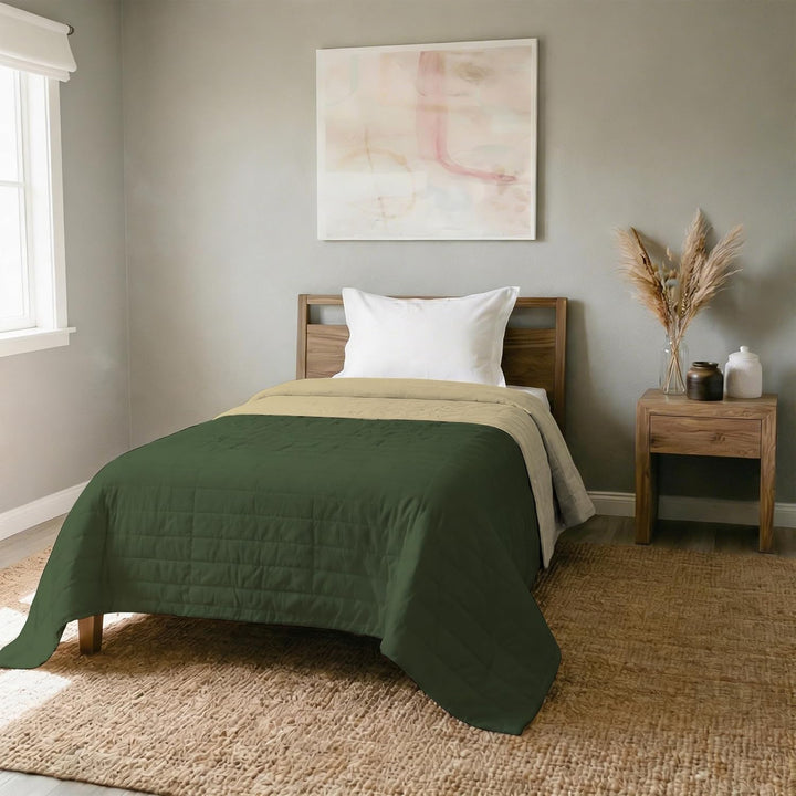 Italian Bed Linen Estivo Einzelbett, Verde/Nocciola, 170 x 270 cm 170 x 270 cm Verde/Nocciola, 170 x