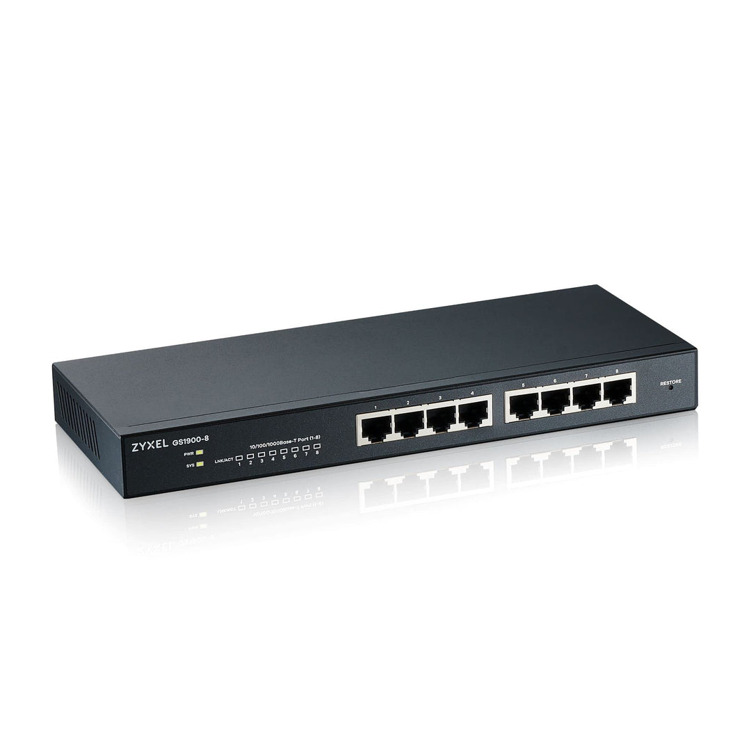 ZyXEL 8-Port Gigabit Switch | Smart Managed | Desktop/Rackmontage und lüfterloses Design | VLAN, IGM