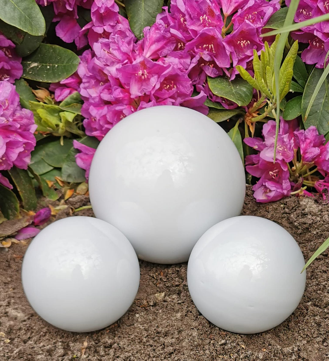 Dekokugel weiss poliert 3er Set 15-10-10 cm aus Edelstahl Kugel Dekorationskugel Gartenkugel