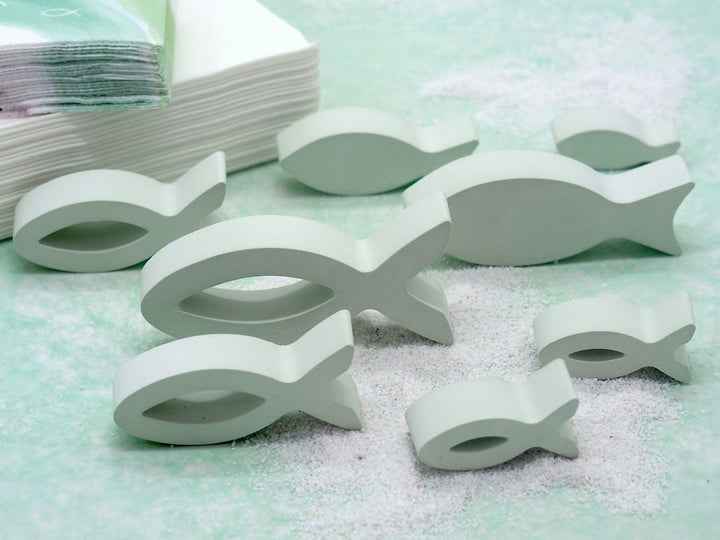 Kommunion Konfirmation Tischdeko Mint Grün Salbei Weiss Fisch Set 20 Personen