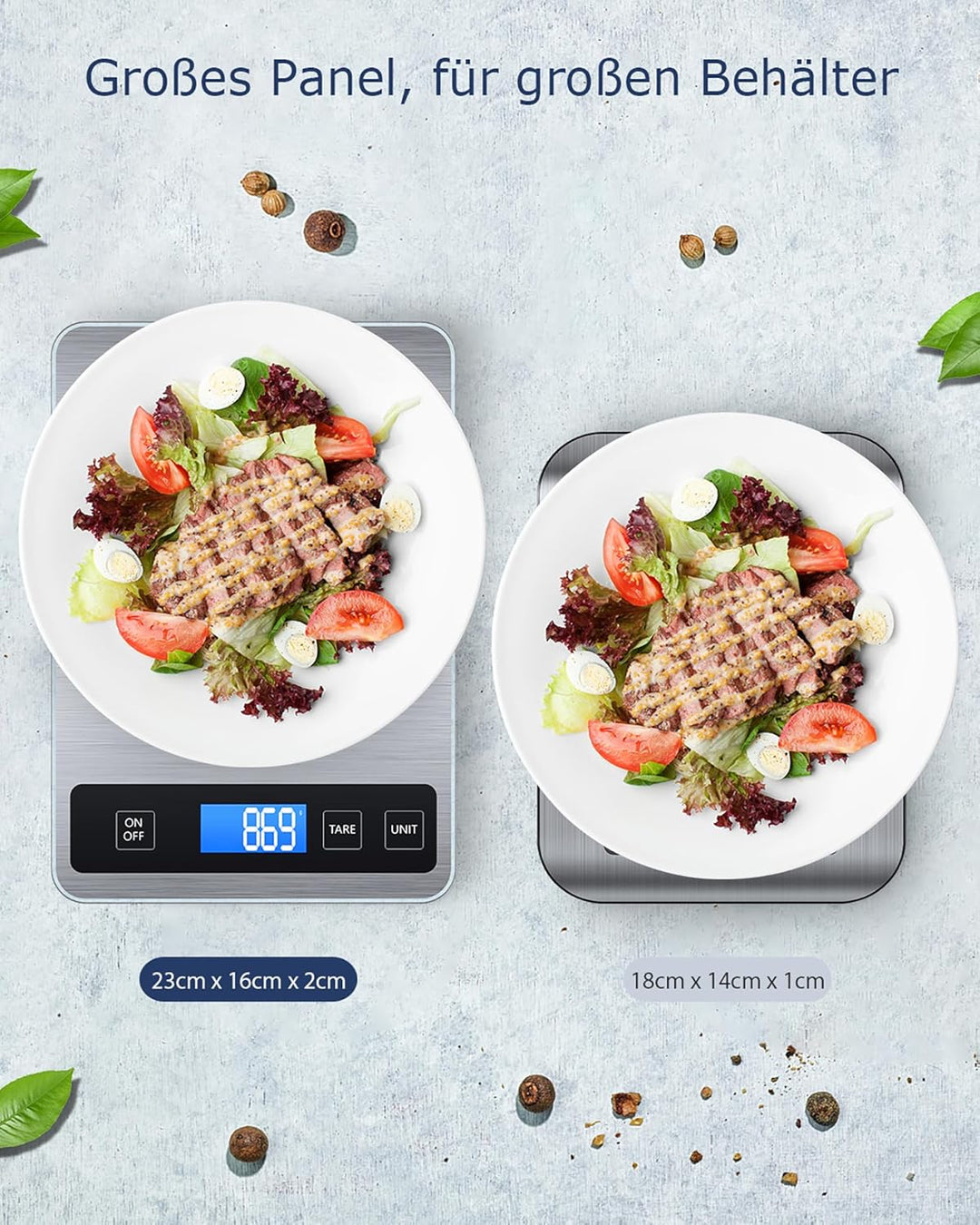 Küchenwaage Digitale 15 kg, Küchenwaage Digital Wasserdicht mit LCD-Anzeige, Multifunktions-Lebensmi