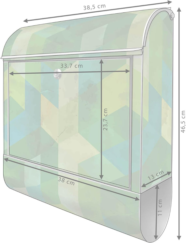 banjado Design Briefkasten personalisiert 38,5x46,5x13cm & 2 Schlüssel - Briefkasten Stahl Weiss Zei