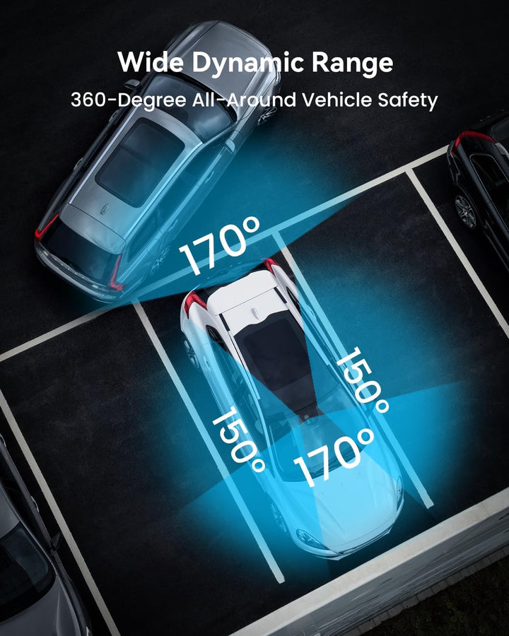 IIWEY N5 Dashcam 4-Kanal 360° Kamera für Auto – 1080P Front, Hinten, Innen, Seiten – Nachtsicht, G-S