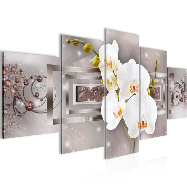 Runa Art Wandbilder Blumen Orchidee 5 Teilig Bild auf Vlies Leinwand Deko Wohnzimmer Figuren Braun 2