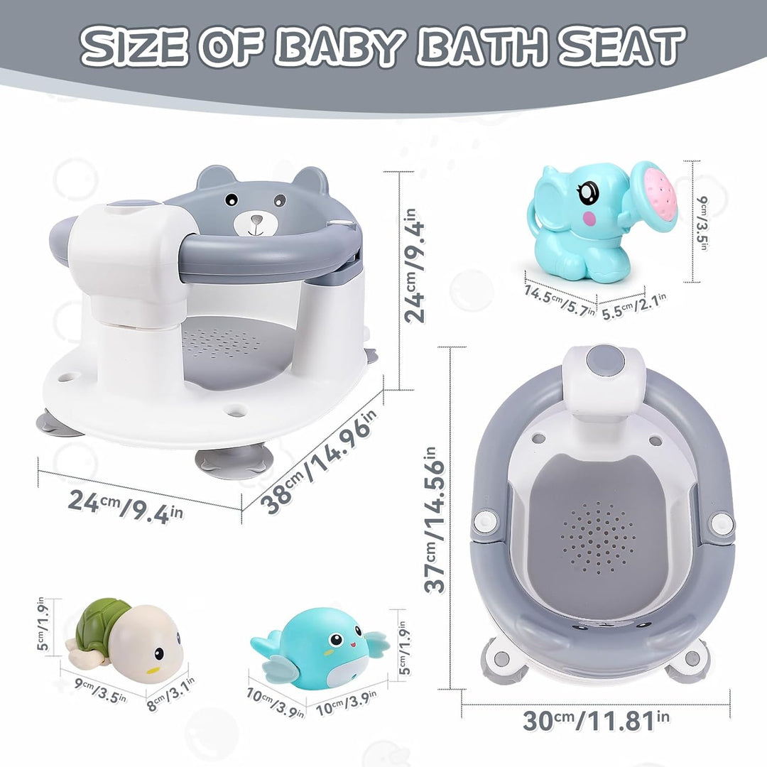 Badewannensitz Baby ab 6 Monate,Baby Badewannensitz,Bär Rutschfester Badesitz Baby,Sicherer Tragbare