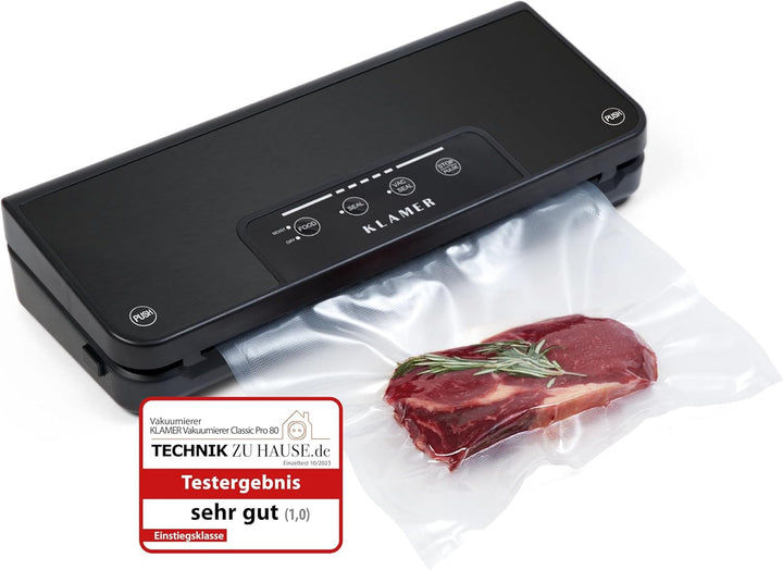 KLAMER Vakuumiergerät Classic Pro 80 - Vakuumierer für trockene oder feuchte Lebensmittel und Sous V