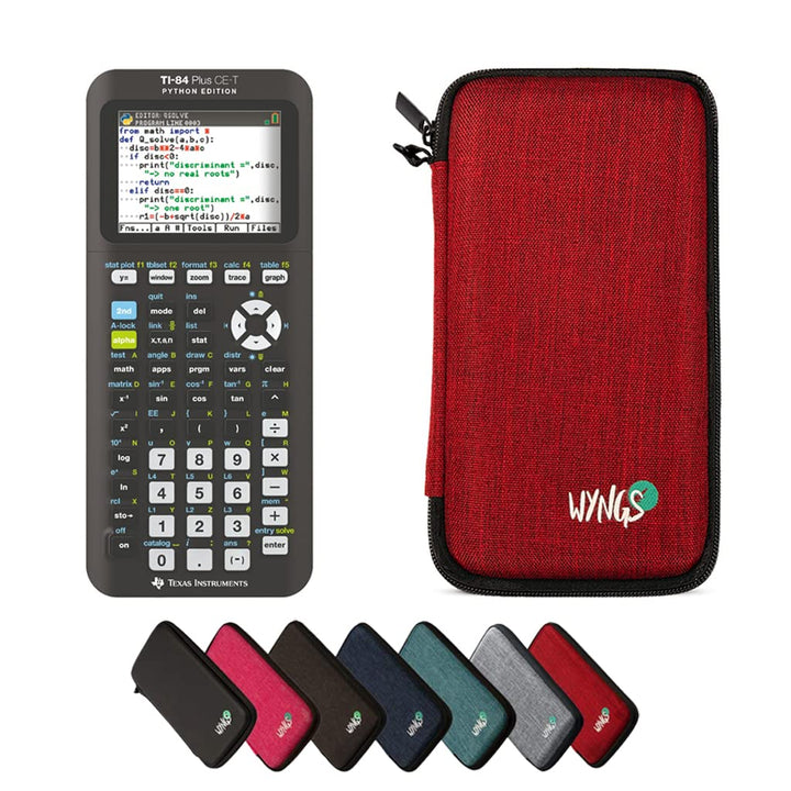 CALCUSO Sparpaket: TI 84 Plus CE-T Python Edition Grafikrechner + WYNGS Schutztasche rot + Erweitert