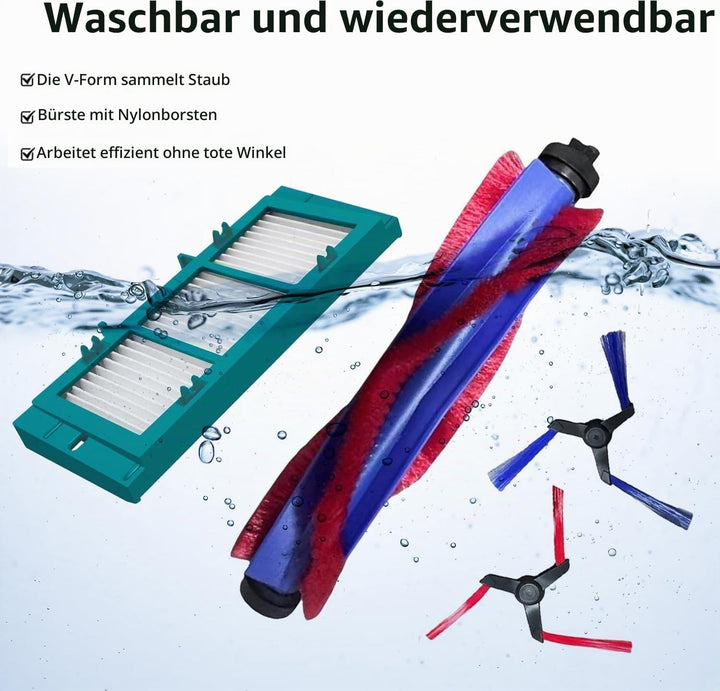 18 Stück Ersatzteile für Dyson Spot+ Scrub AI Roboter-Staubsauger, 2 Hauptbürsten, 2 Rollmopp, 8 Sei