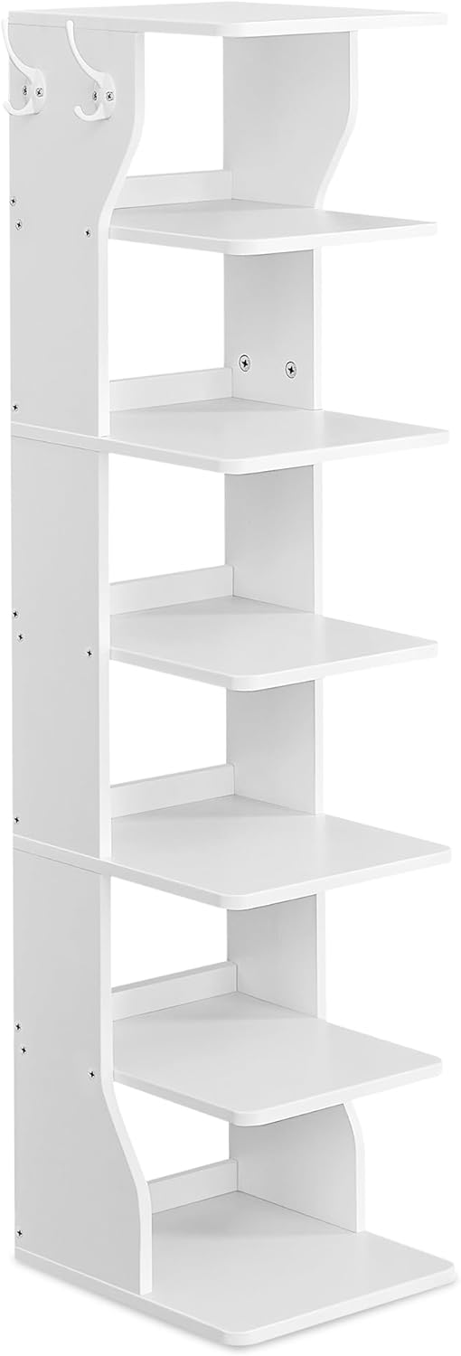 VASAGLE Schuhregal schmal, Standregal mit 7 Ebenen, platzsparend, für Eingangsbereich, Ecke, Schuhab