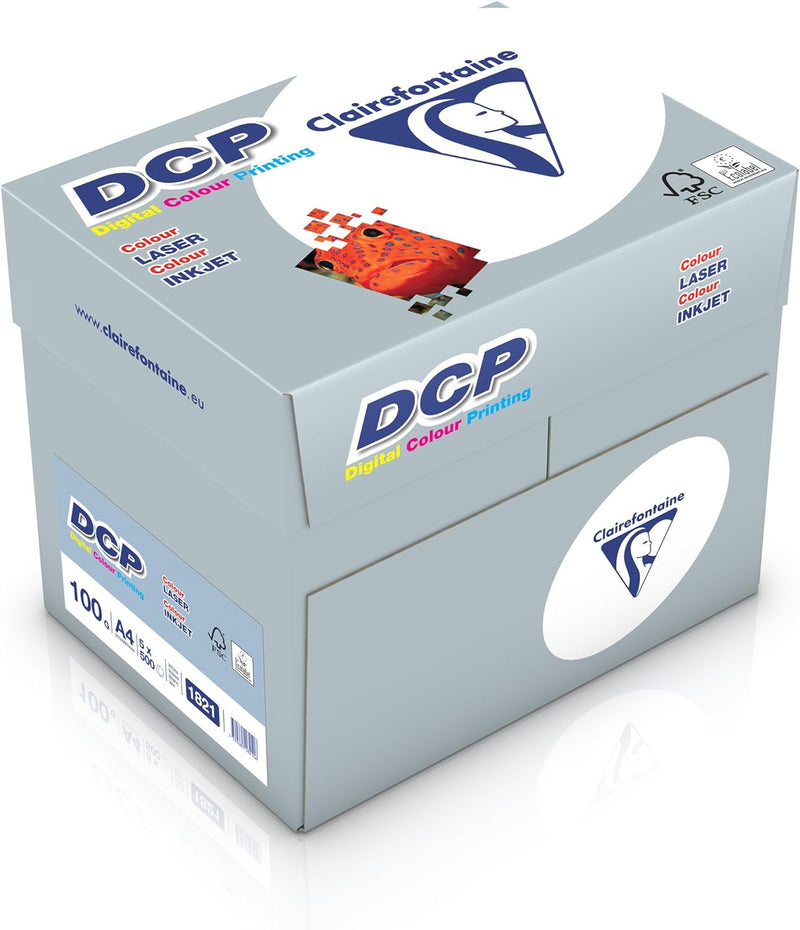 Clairefontaine Druckerpapier DCP in satiniertem Weiss / 5 x 500 Blatt in DIN A4 mit 100 Gramm / Prem