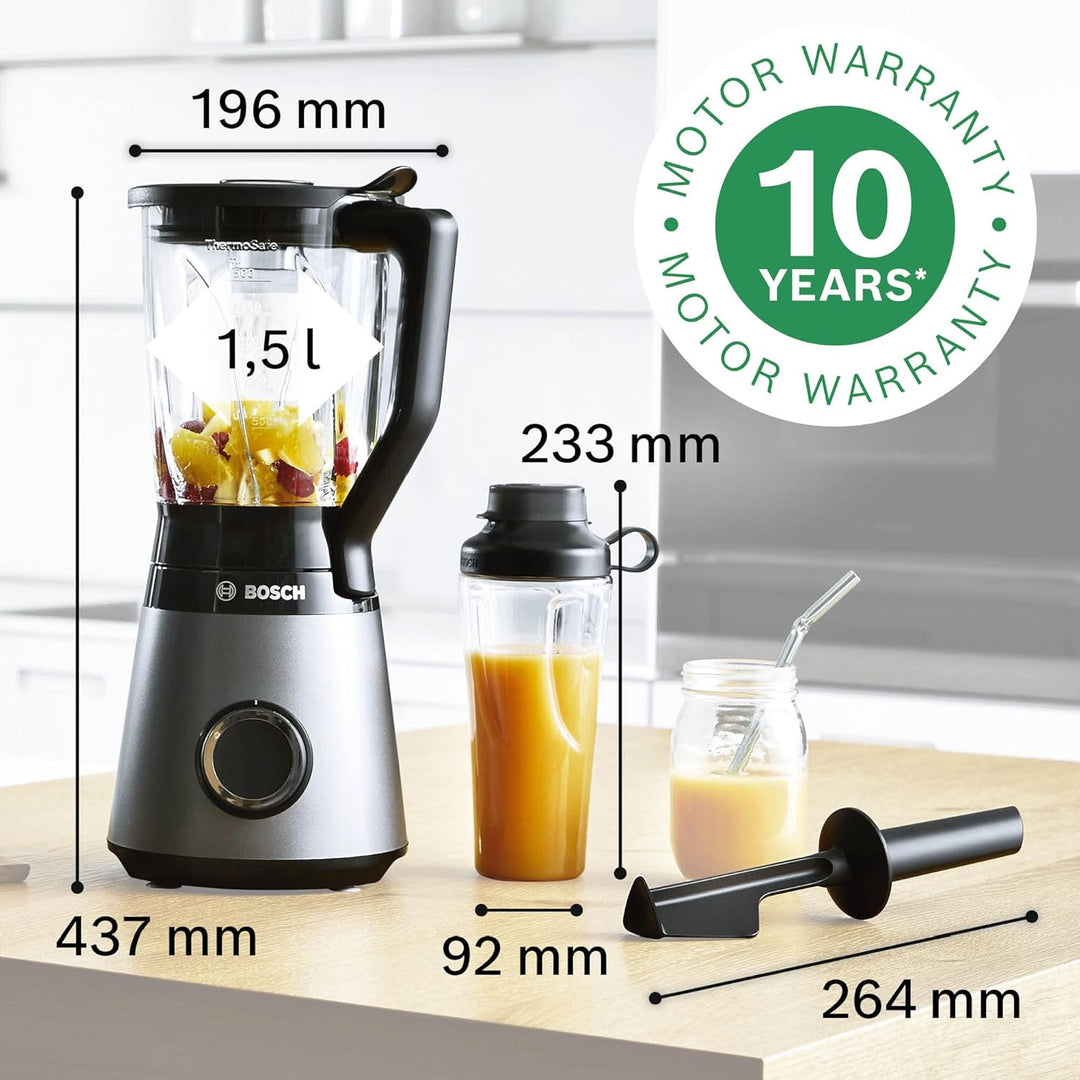 Bosch Standmixer VitaPower Serie 4 MMB6174SN, verbesserte Version & e MMZBT01B, Smoothie-ToGo-Flasch