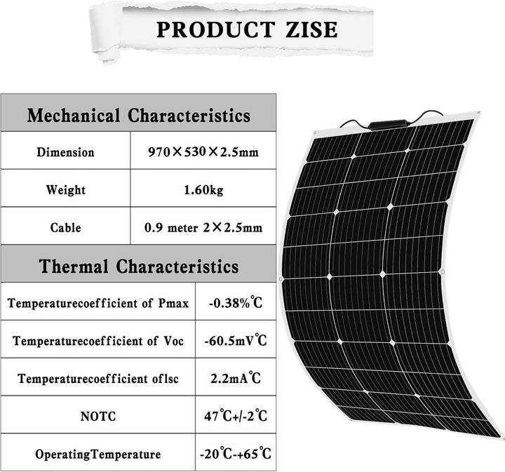solarpanel 12V flexible 100w laderegler solar 12v Ultraleicht, Ultradünn,Wasserdicht für Wohnmobile,