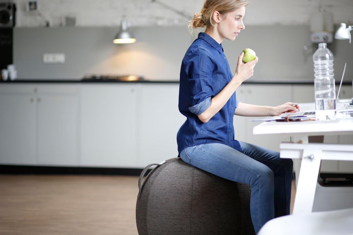 VLUV® BOL STOV Sitzball Büro Ergonomisch [Atmungsaktiv mit Tragegriff und Wegrollschutz] Waschbarer