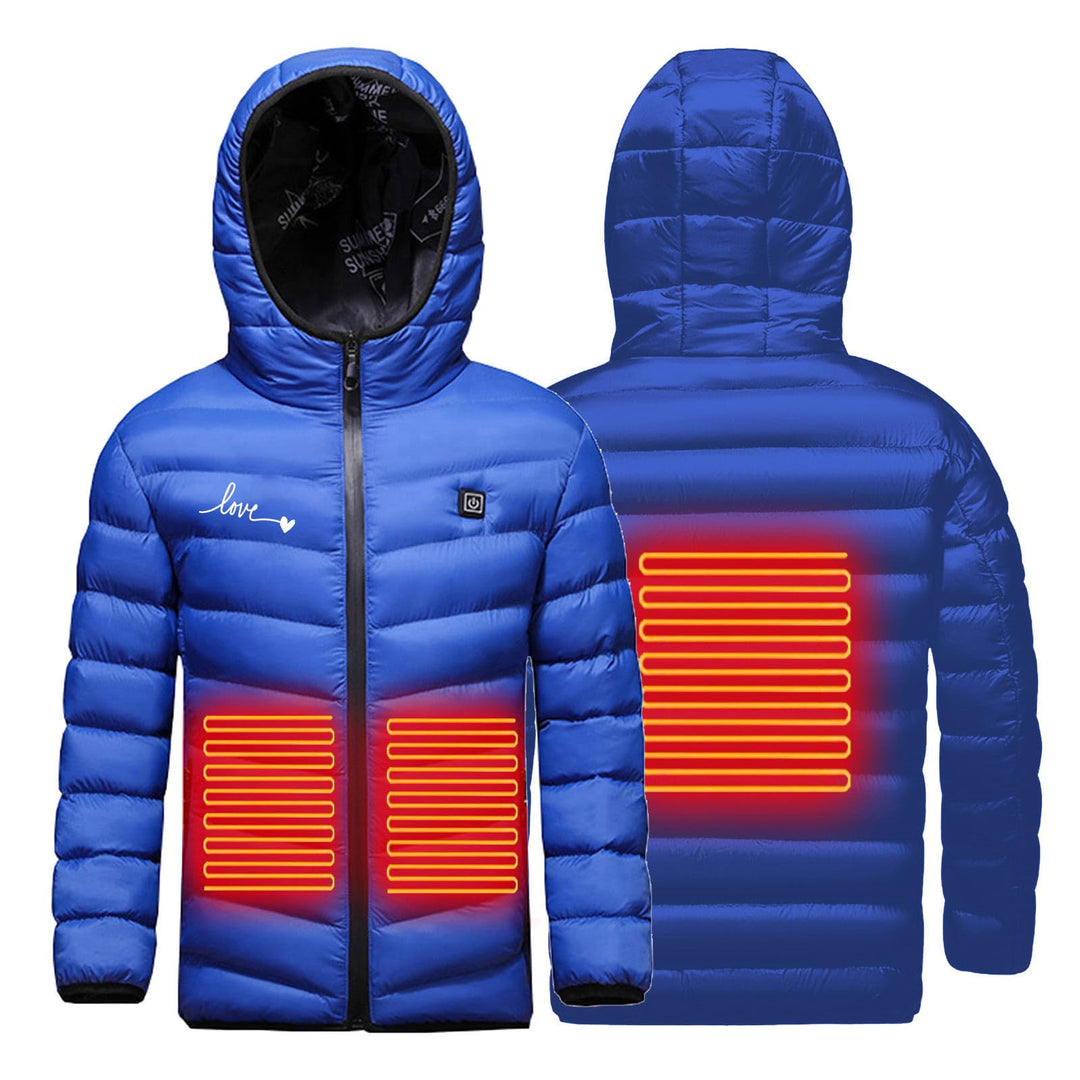 Kinder Beheizte Jacke mit Kapuze, Warme Jacke Heizjacke mit 3 Heizstufen, Beheizbare Kapuzenjacke Ki