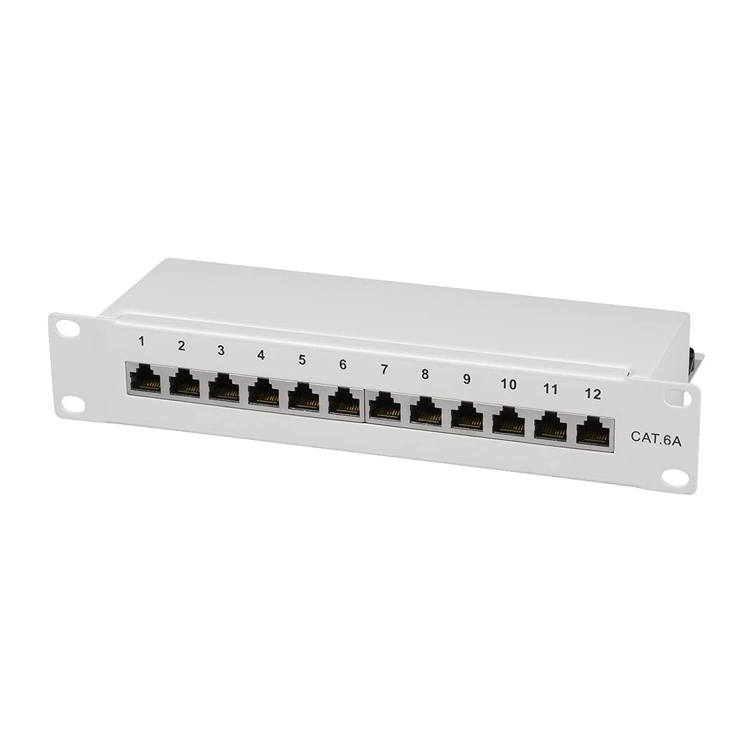 LogiLink Professional Cat.6A (500 MHz) Patchpanel - Verteilerfeld, 10", STP (geschirmt) 12-Port (RJ4