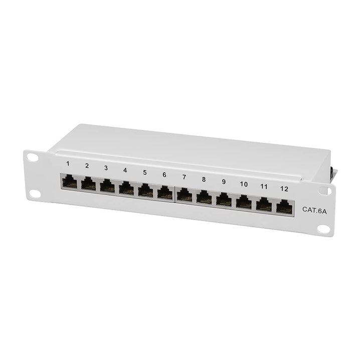 LogiLink Professional Cat.6A (500 MHz) Patchpanel - Verteilerfeld, 10", STP (geschirmt) 12-Port (RJ4