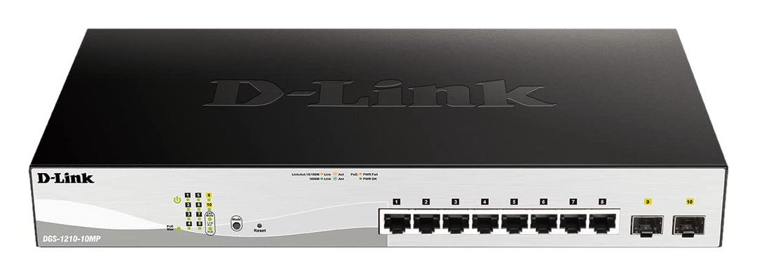 D-Link DGS-1210-10MP/E Gigabit Smart+ Managed Switch (8 x 10/100/1000 Base-T PoE-Ports und 2 x 100/1