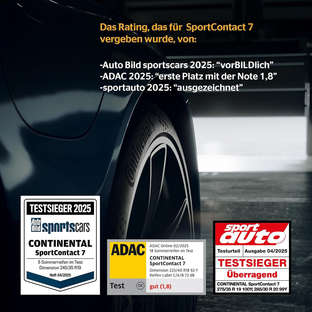 CONTINENTAL SPORTCONTACT 7 XL FR - 245/40R19 98Y - Sommerreifen - C/A/72dB 245/40 ZR 19 - 98Y/C/A/72