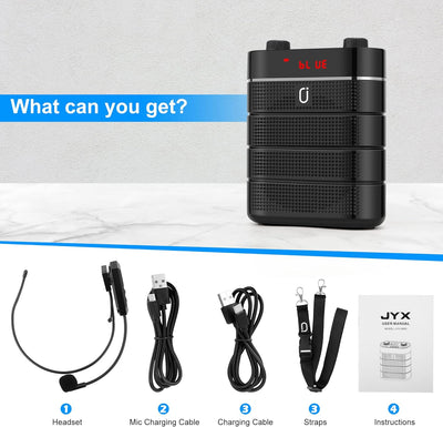 JYX Sprachverstärker Tragbar Bluetooth Lautsprecher mit drahtlosem UHF Mikrofon, 2200mAh PA-System W