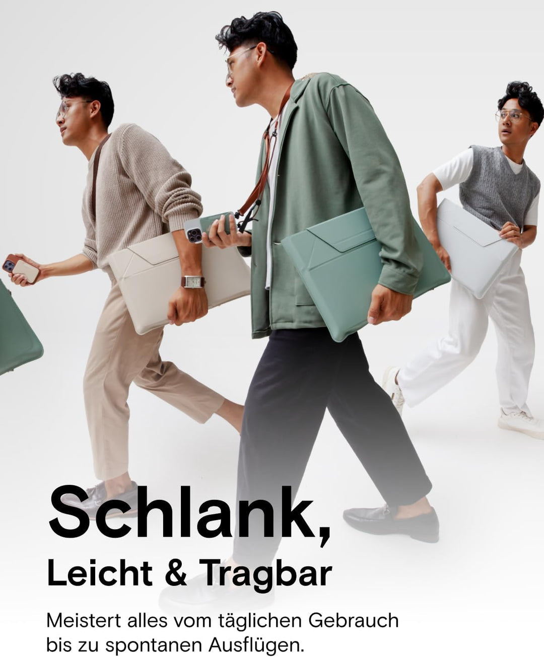 MOFT Laptop Hülle Tasche & Laptop Ständer für 13-14 Zoll Notebook, Laptoptasche aus Kunstleder mit 2