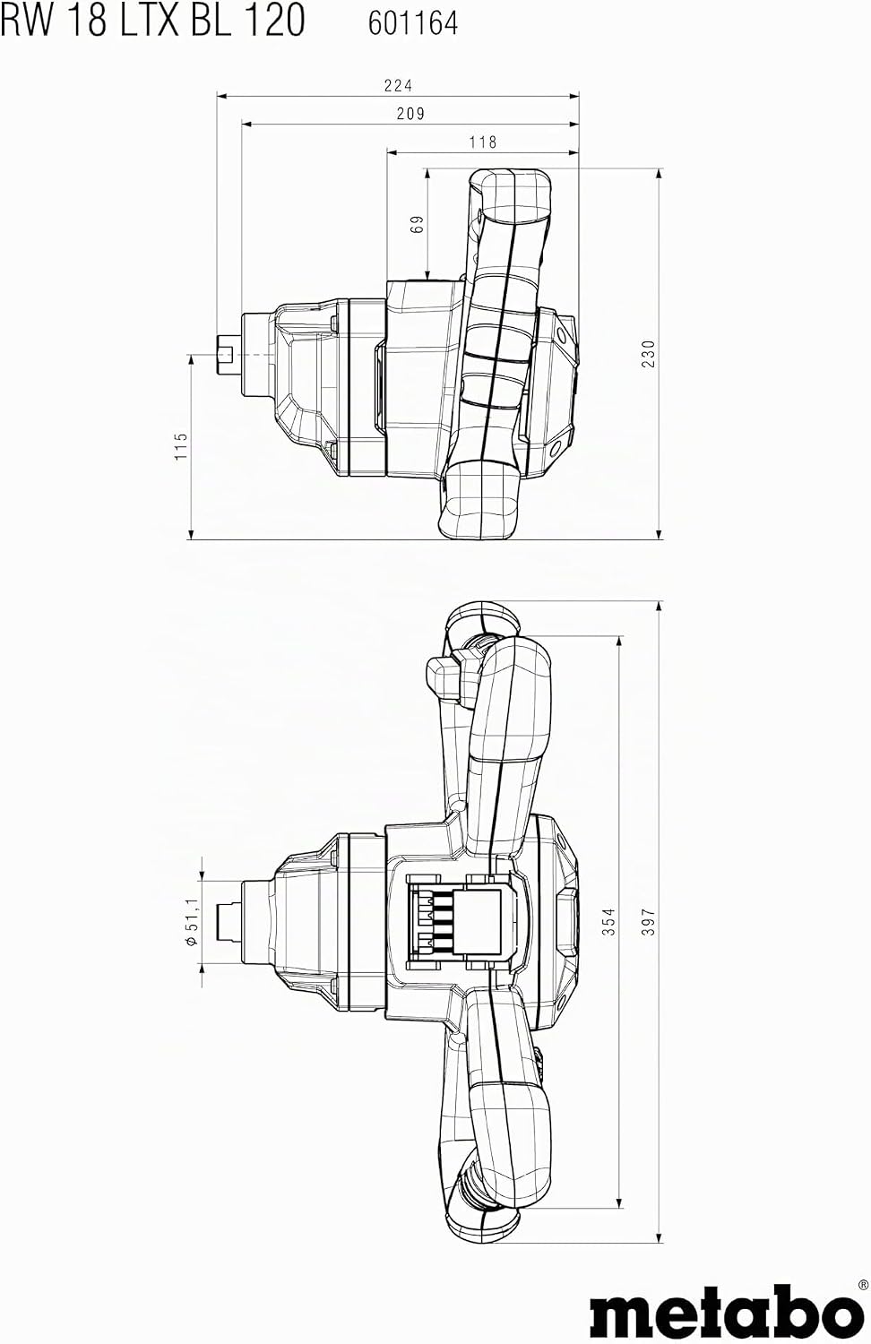 metabo Akku-Rührwerk RW 18 LTX BL 120-18V, Brushless-Motor, 30L Mischmenge, Schnellstopp, Ergonomisc