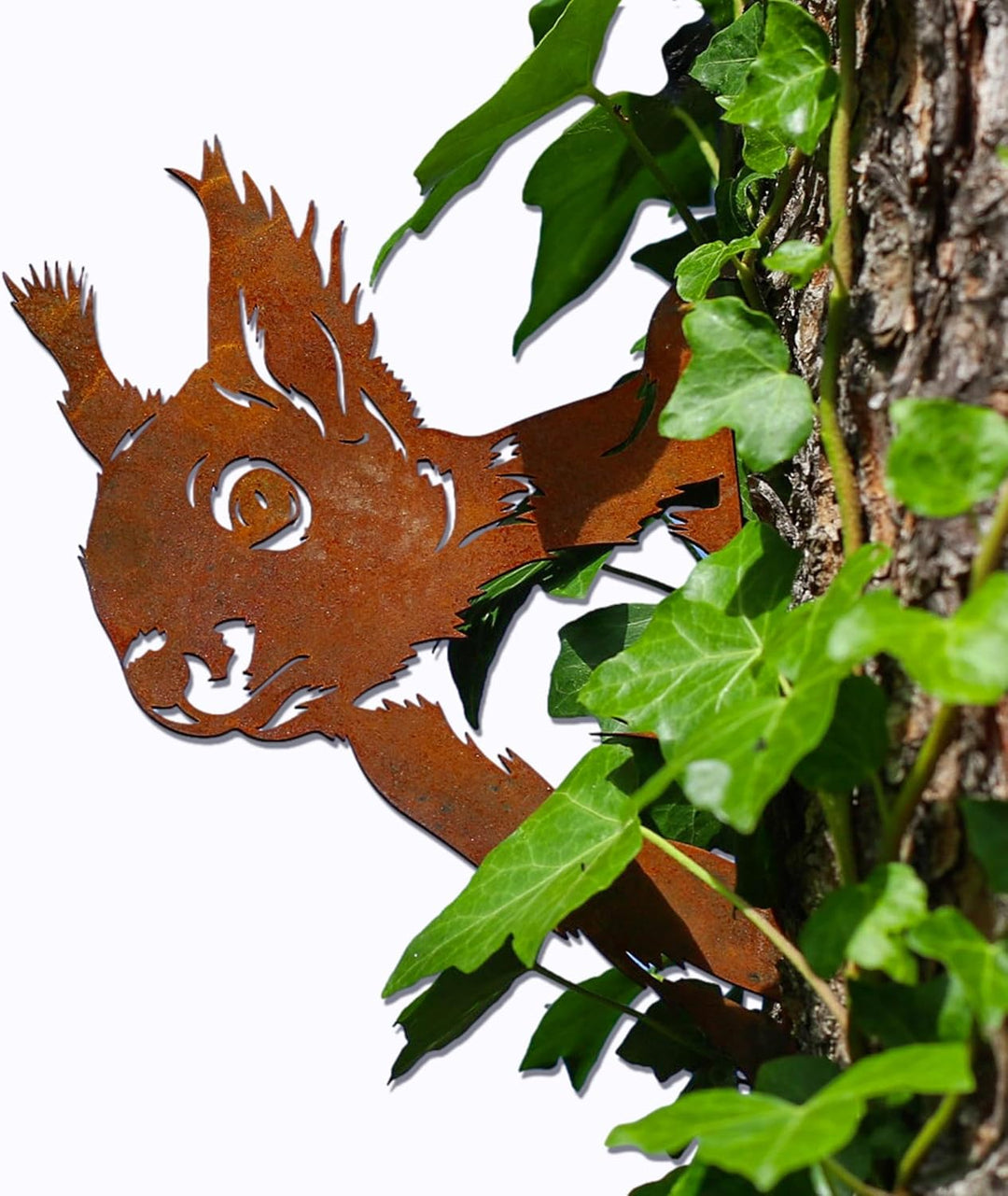Steelmonks Gartendeko aus Rost: Eichhörnchen Baumstecker aus Cortenstahl – Langlebige Rostfigur für