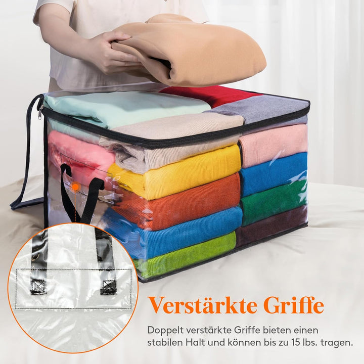 Lifewit 4er Pack Transparente Plastik Aufbewahrungstasche, 60L Kleiderschrank Organizer Aufbewahrung