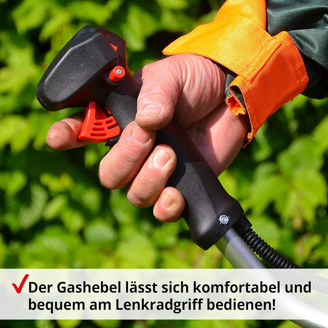 HECHT 2-Takt Benzin Motorsense Freischneider Rasentrimmer mit Messer und Doppel Faden Spule, 43 cm u